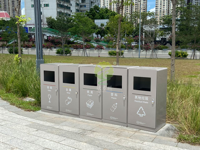 深圳公園戶外不銹鋼垃圾桶烤漆果皮箱