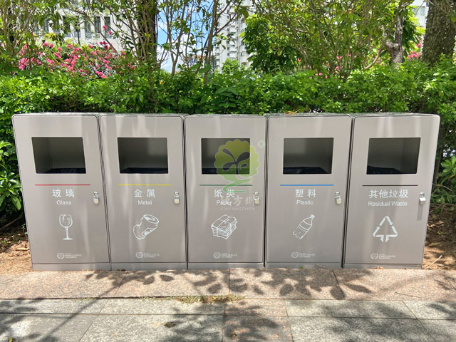 深圳公園不銹鋼噴塑組合分類垃圾桶